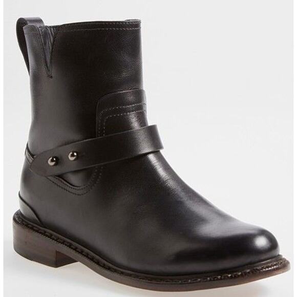 Rag & Bone Ashford Motorcycle Biker Ankle Boots  Low Heel Belted - Picture 8 of 10